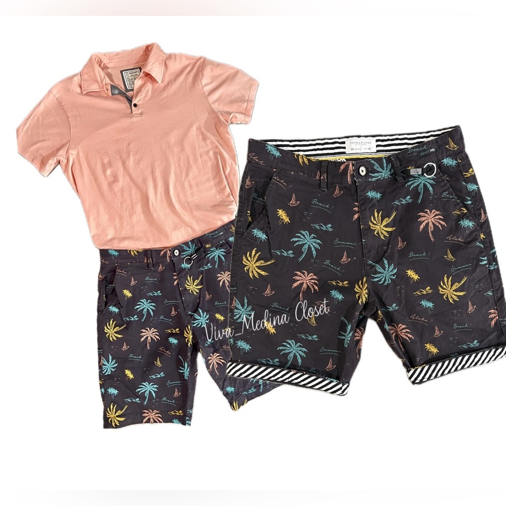 SOLD on ebay. Denim & Flower Palm Tree multicolor men short